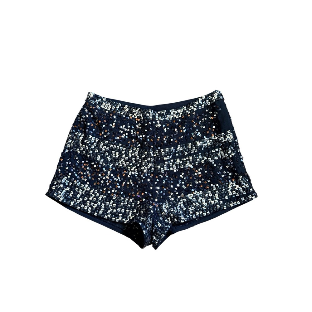 Topshop Sequin Hot Shorts Black Silver Women's Sz S Party Shorts Festival AS IS